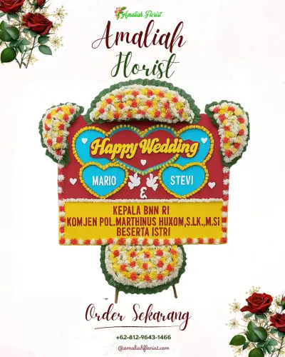 Karangan Papan Bunga Pernikahan di Totoran